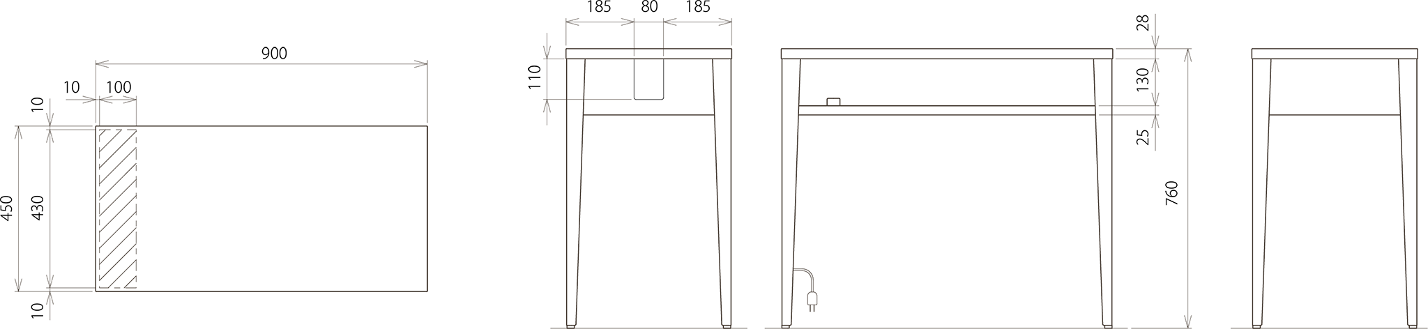 Cherie Nail Table dimensions
