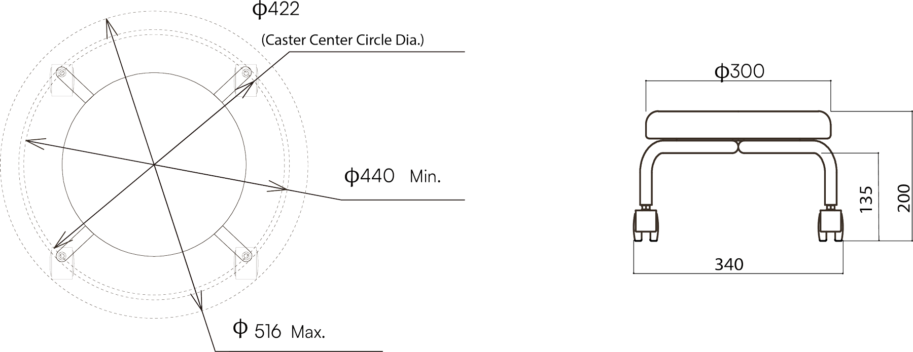 Pedi Stool dimensions