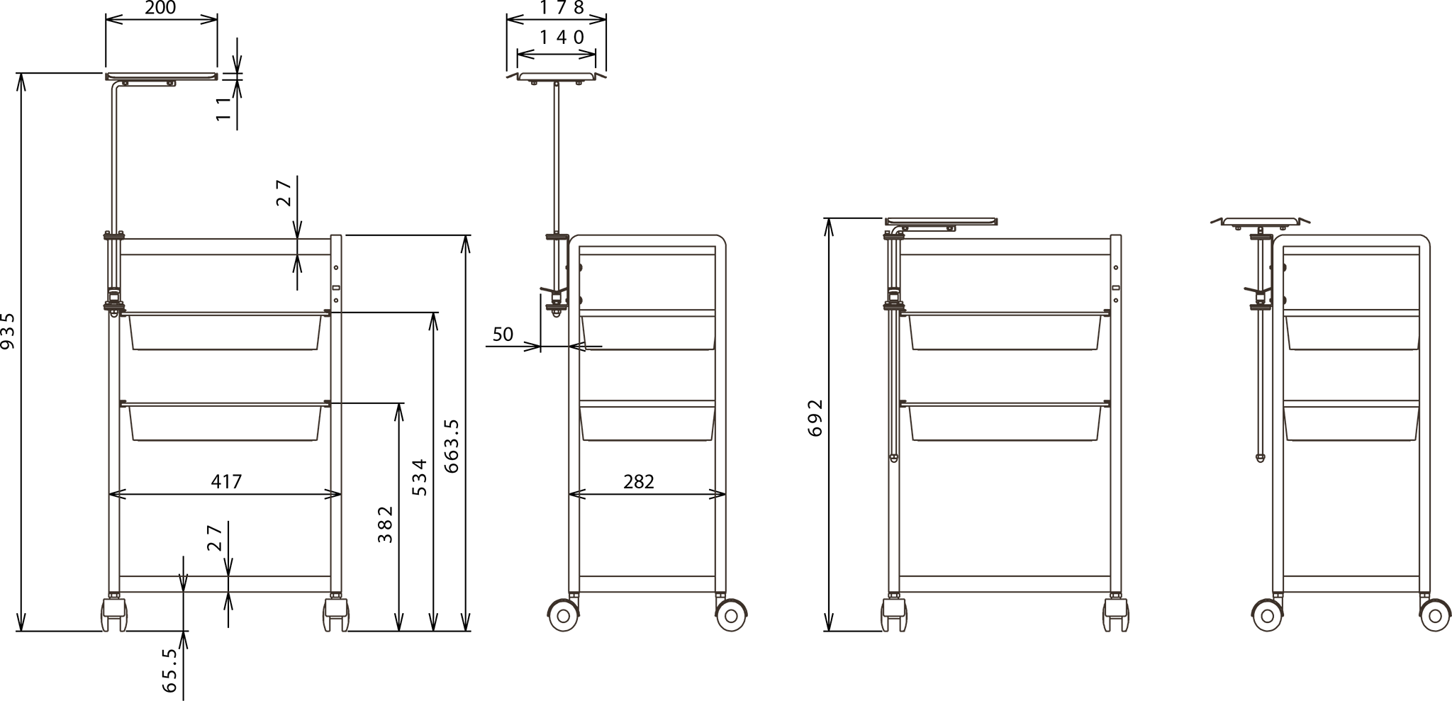 Riche Trolley dimensions