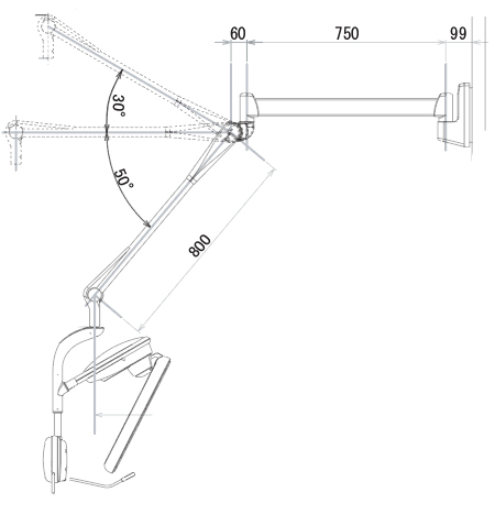 Rollerball F - Wall Mounted Version dimensions